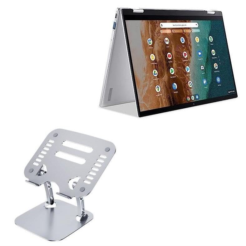 BoxWave Stand and Mount Compatible with Acer Chromebook Enterprise Spin 514 (CP514-2H) - Executive VersaView Laptop Stand, Ergonomic Adjustable Viewing Angle Metallic Riser - Metallic Silver