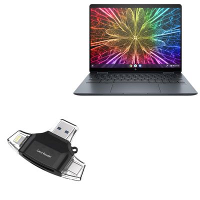 BoxWave Smart Gadget Compatible with HP Elite Dragonfly Chromebook (13.5 in) - AllReader SD Card Reader, microSD Card Reader SD Compact USB - Jet Black