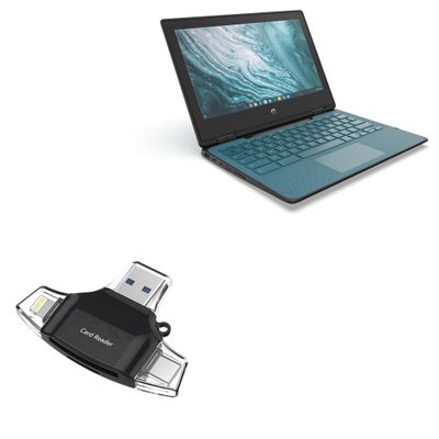 BoxWave Smart Gadget Compatible with HP Chromebook x360 11 G4 EE - AllReader SD Card Reader, microSD Card Reader SD Compact USB - Jet Black