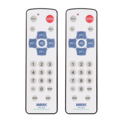 [2 Pack] Anderic EzWipe 1-Device Universal Cleanable TV Remote - Simple with Easy Wipe Surface TV Universal Remote Control - Hospitality - RR1002