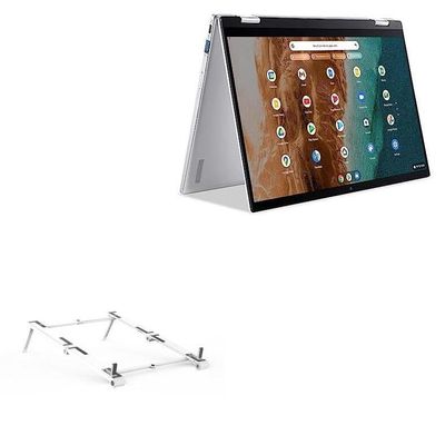 BoxWave Stand and Mount Compatible with Acer Chromebook Enterprise Spin 514 (CP514-2H) - Pocket Aluminum Stand 3-in-1, Portable Multi Angle Viewing Riser - Metallic Silver
