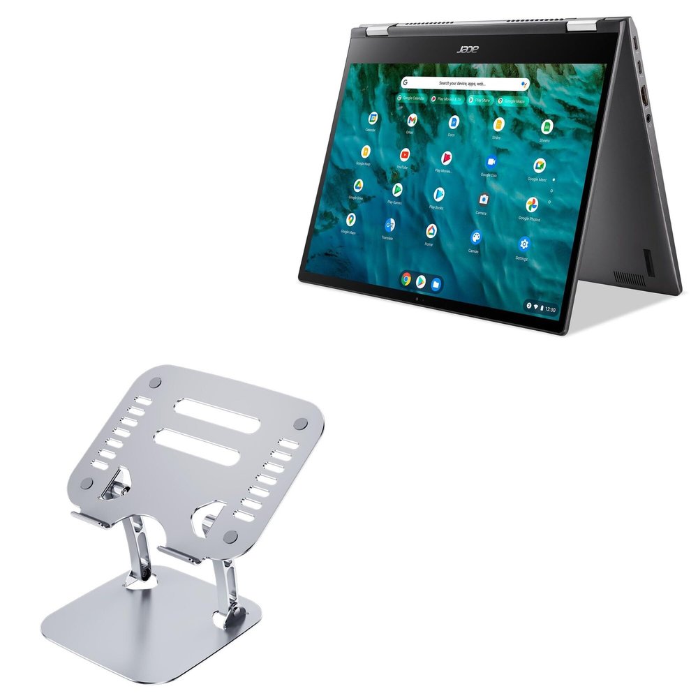 BoxWave Stand and Mount Compatible with Acer Chromebook Enterprise Spin 713 (CP713-3W) - Executive VersaView Laptop Stand, Ergonomic Adjustable Viewing Angle Metallic Riser - Metallic Silver