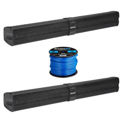 Pair (Qty 2) of Kicker KPB2 34" 300 Watt Peak Power Bluetooth Weatherproof Black Soundbar Speaker System w/Wireless Remote with Speaker Wire