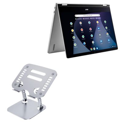 BoxWave Stand and Mount Compatible with Acer Chromebook Enterprise Spin 514 (CP514-3H) - Executive VersaView Laptop Stand, Ergonomic Adjustable Viewing Angle Metallic Riser - Metallic Silver