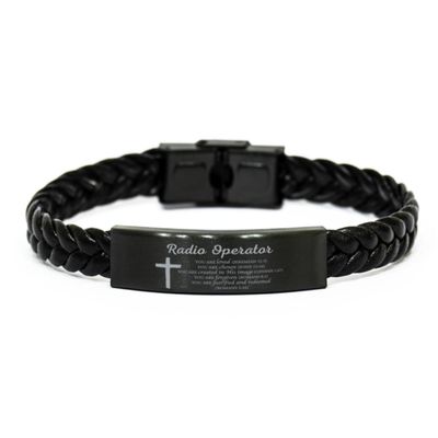Radio Operator Religious gifts, Radio Operator Braided Leather Bracelet Radio Operator You are loved, you are chosen Romans 3:24, Radio Operator Inspirational Faith Christian Bible Verse Baptism