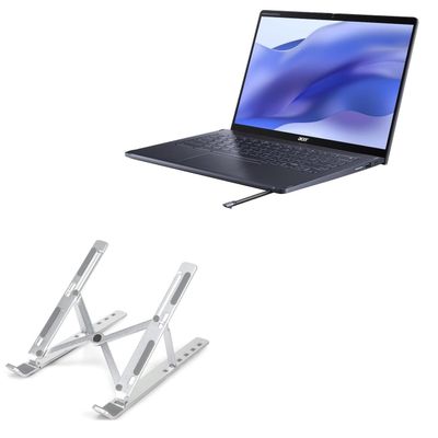 BoxWave Stand and Mount Compatible with Acer Chromebook Enterprise Spin 714 (CP714-1WN) - Compact QuickSwitch Stand, Portable Multi Angle Viewing Foldable Riser - Metallic Silver