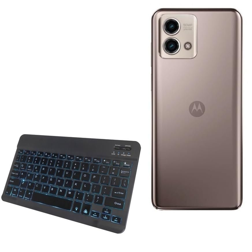 BoxWave Keyboard Compatible with Motorola Moto G Stylus 5G (2023) - SlimKeys Bluetooth Keyboard - with Backlight, Portable Slim LED 7 Colors - Jet Black