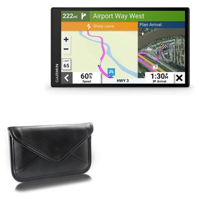 BoxWave Case Compatible with Garmin RV 795 - Elite Leather Messenger Pouch, Synthetic Leather Cover Case Envelope Design - Jet Black