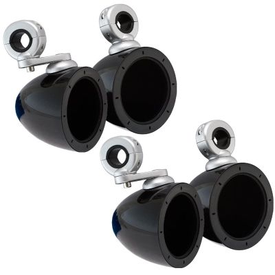2 Pair (Qty 4) of Kicker KMMTES 4" Weatherpoof Marine Mini Tower Empty Speaker Pods Enclsoures (Black)