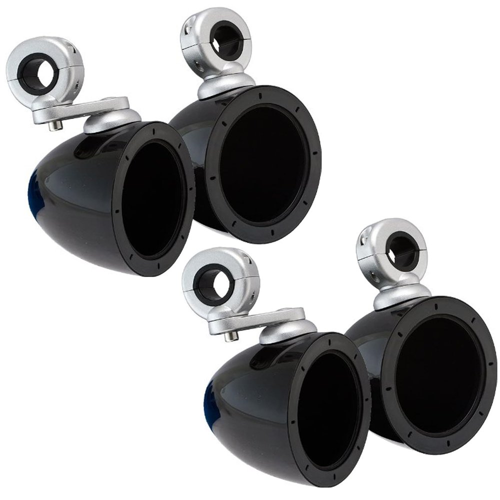 2 Pair (Qty 4) of Kicker KMMTES 4" Weatherpoof Marine Mini Tower Empty Speaker Pods Enclsoures (Black)