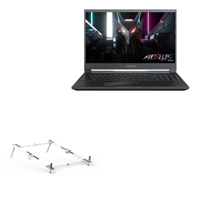 BoxWave Stand and Mount Compatible with AORUS 15X (2023) - Pocket Aluminum Stand 3-in-1, Portable Multi Angle Viewing Riser - Metallic Silver