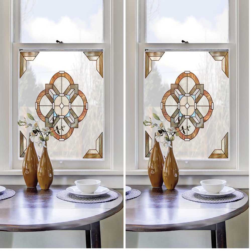 Artscape Newport Amber Window Accent 12" x 12" (Pack of 2)