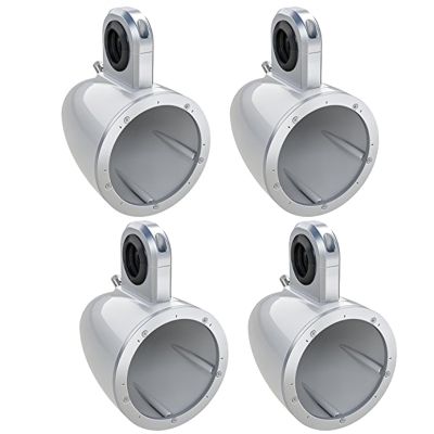 2 Pair (Qty 4) of Kicker KMTES 6.5" Weatherproof Marine Empty Tower Speaker Enclosures (White)