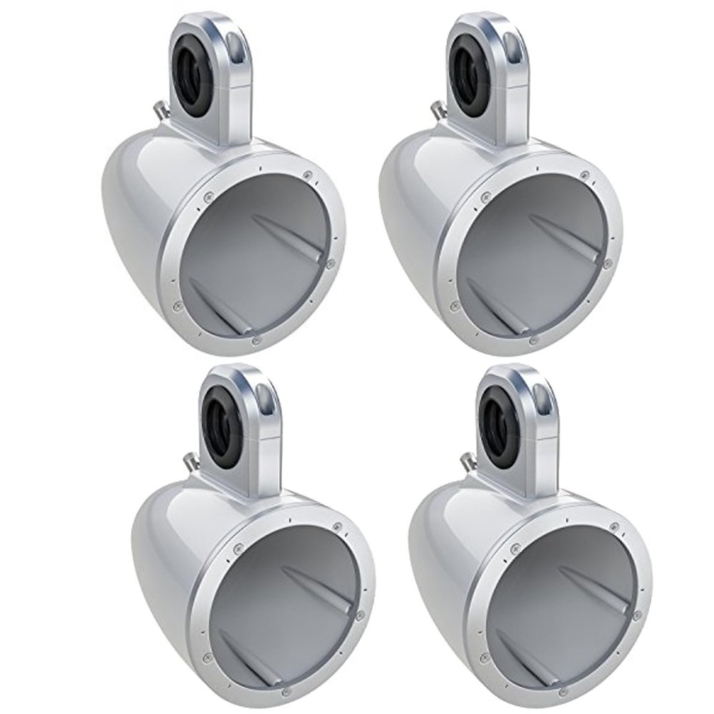 2 Pair (Qty 4) of Kicker KMTES 6.5" Weatherproof Marine Empty Tower Speaker Enclosures (White)