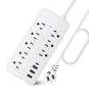 Power Strip Surge Protector - Flat Plug Extension Cord with 8 AC Outlets and 4 USB Ports,Overload Surge Protection,Wall Mountable Power Strip for Home Office Dorm, 1700 Joules, White view 1