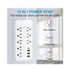 Power Strip Surge Protector - Flat Plug Extension Cord with 8 AC Outlets and 4 USB Ports,Overload Surge Protection,Wall Mountable Power Strip for Home Office Dorm, 1700 Joules, White view 2