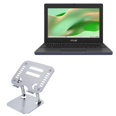 BoxWave Stand and Mount Compatible with ASUS Chromebook CR11 Flip (CR1102F) - Executive VersaView Laptop Stand, Ergonomic Adjustable Viewing Angle Metallic Riser - Metallic Silver