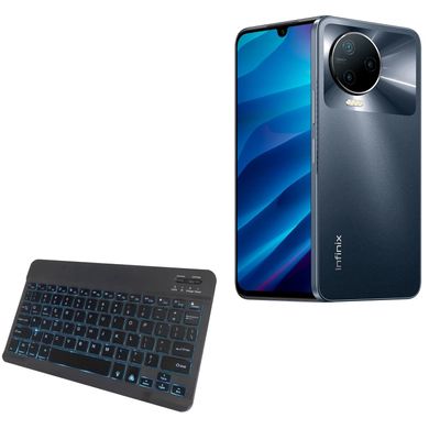 BoxWave Keyboard Compatible with Infinix Note 12 (2023) - SlimKeys Bluetooth Keyboard - with Backlight, Portable Slim LED 7 Colors - Jet Black