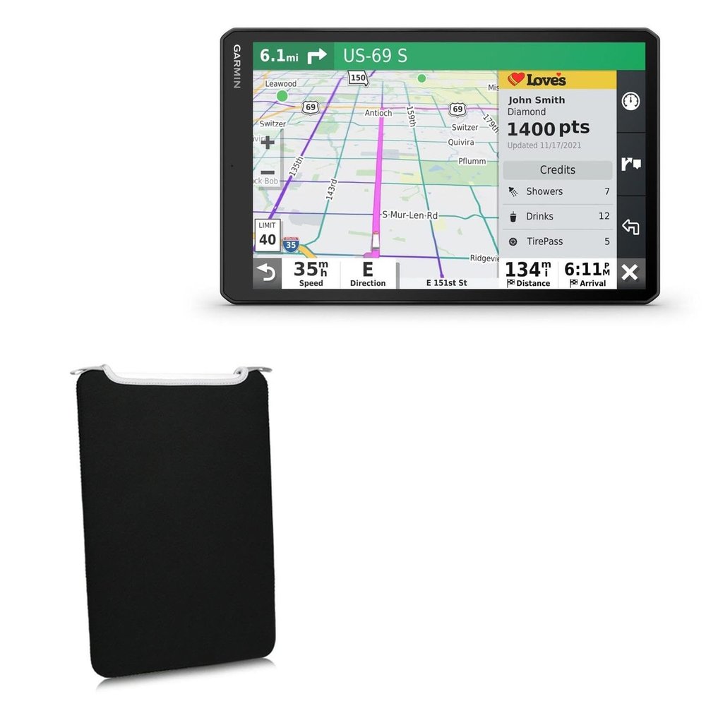 BoxWave Case Compatible With Garmin dezl OTR1010 (10 in) - SlipSuit, Soft Slim Neoprene Pouch Protective Case Cover - Jet Black