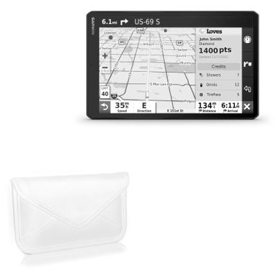 BoxWave Case Compatible with Garmin dezl OTR1010 (10 in) - Elite Leather Messenger Pouch, Synthetic Leather Cover Case Envelope Design - Ivory White