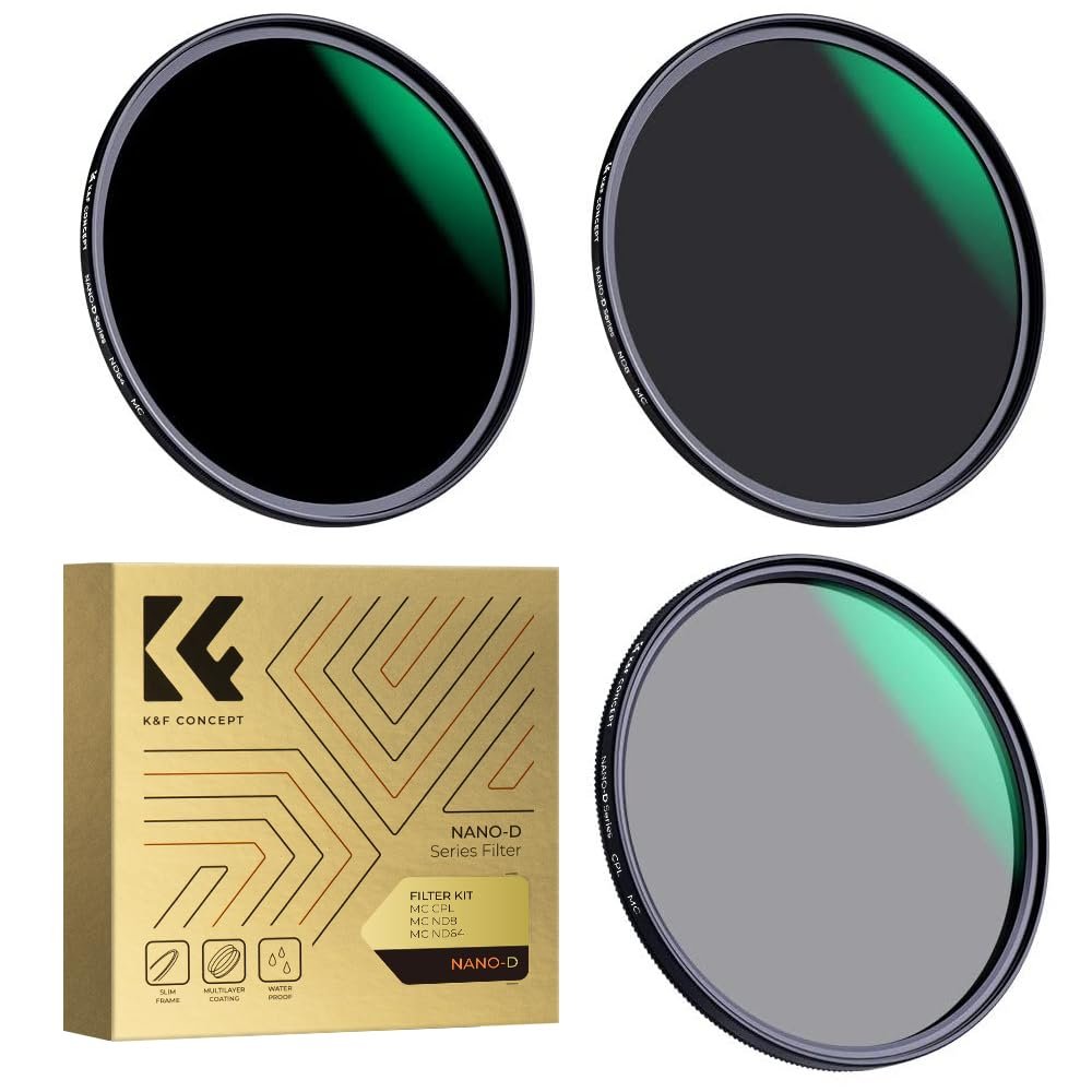 K&F CONCEPT 77mm Lens Filters Kit Neutral Density ND8 ND64 CPL Circular Polarizer Filter Set with 24 Multi-Layer Coatings for Camera Lens