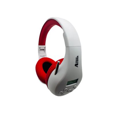 THINGS AUDIO Portable Personal FM Radio Headphones Pull-Out Antenna for Great Reception, Walking, Jogging, Relaxing, School, Talk Radio - Powered by 2AA Batteries (Not Included) (White & Red)