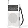 Goodes AM FM Radio Portable for Home Outdoor, Transistor Radio 2AA Battery Operated with Long Range Reception, Loud Speaker, Transistor Antenna, Earphone Jack, Small Gifts for Seniors Elderly-White view 1