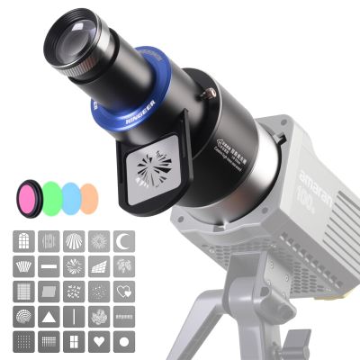 Bowens Mount Projector Attachment,Spotlight Optical Snoot Photography kit for COB Monolight Portraits/Product,Compatible with Aputure Amaran100X/D 200D/X,Godox SL60/SmallRig,4 Color Filters,25 Gobos