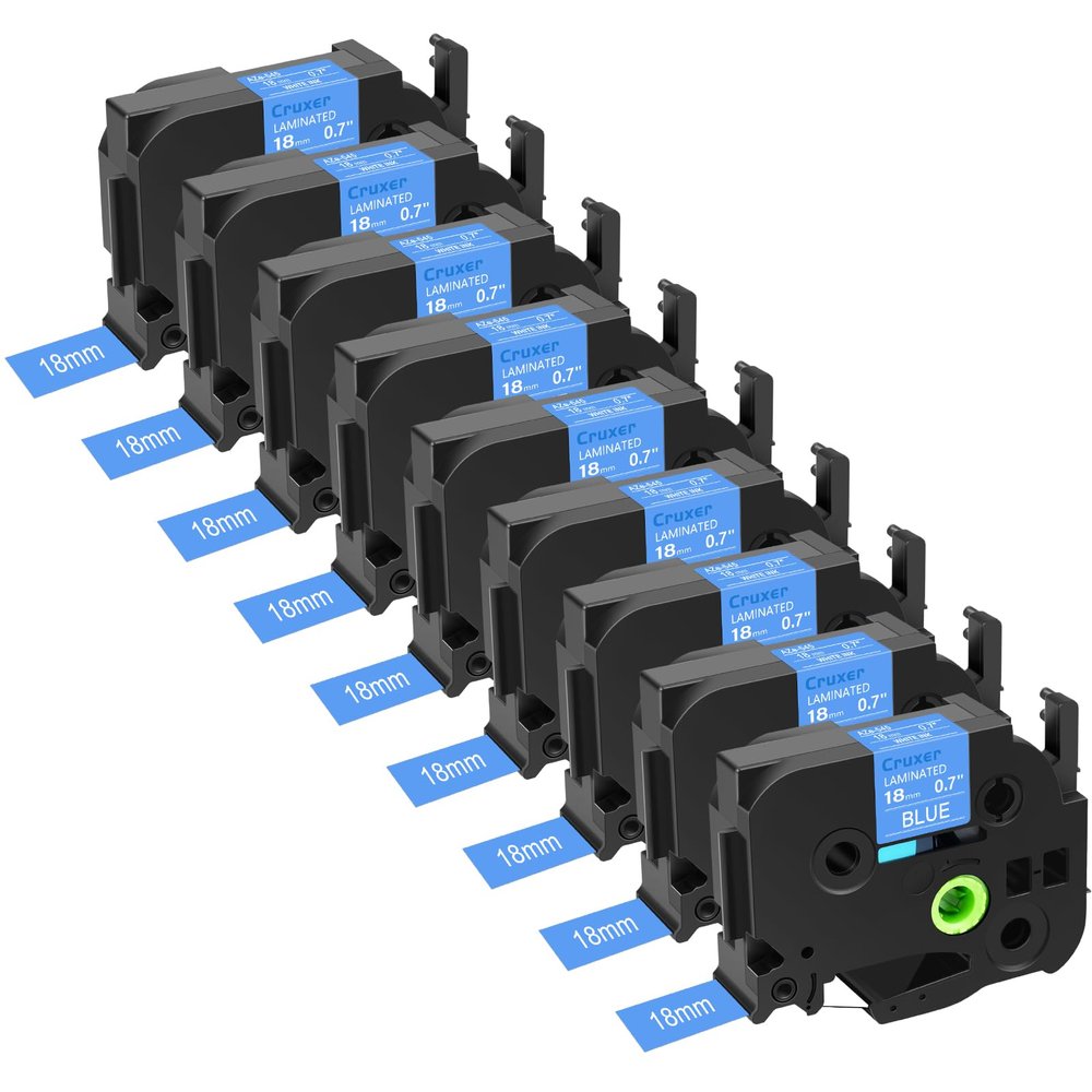 9X Compatible for Brother P-Touch TZe-545 TZe545 TZ54 18mm 3/4 Inch x 26.2 feet Laminated Tape White on Blue Refill for Ptouch PTD400 PTD600 PTD400AD PTP710BT Label Maker, Easy to Peel Durable Tape