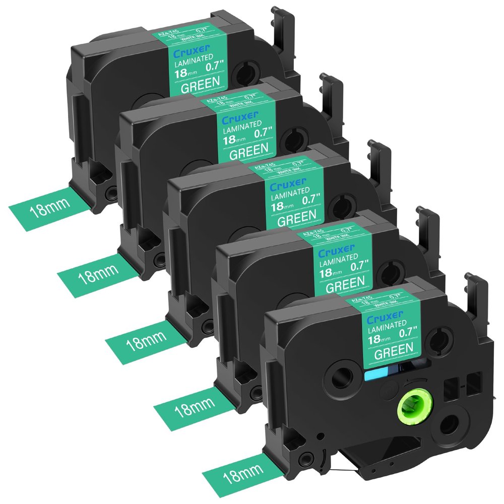 5-Pack Compatible with Brother P-Touch TZe-745 TZ745 0.7" 18mm 3/4" x 26.2ft Laminated Tape White on Green Refill for Ptouch PTD400 PTD600 PTD400AD PTP710BT Label Maker, Water Resistant Durable Tape