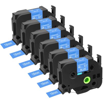 6 Pack Replace for Brother P-Touch TZe-545 TZe545 TZ54 18mm 3/4 Inch x 26.2 feet Laminated Tape Blue Tape Refill for Ptouch PTD400 PTD600 PTD400AD PTP710BT Label Maker, Easy to Peel Durable Tape