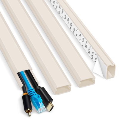 YCLYC 62.8in Cable Cover Wall, Beige Wire Cover for Wall, Paintable Cord Cover Wall Kit, Cord Hiders for TV on Wall, Hide Cords Wall Mounted TV - Cord Concealer Cable Channel 4xL15.7in W0.98in H0.5in