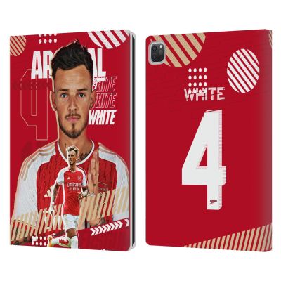 Head Case Designs Officially Licensed Arsenal FC Ben White 2023/24 First Team Leather Wallet Case Compatible with Apple iPad Pro 12.9 2020/2021/2022