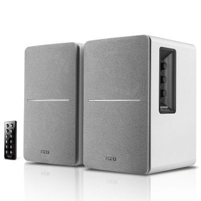 Edifier R1280DB Powered Bluetooth Bookshelf Speakers - Optical Input - Wireless Studio Monitors - 4 Inch Near Field Speaker - 42w RMS - Wood Grain (White)