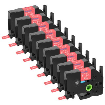 9 Pack Cruxer Replacement for Product Brother TZe-415 TZe415 TZ415 TZe 6mm 1/4" 0.23" White on Red Label Tape Compatible with Brother P-Touch PT-D210 PT-D220 D600 PT-H110 PT-D400 Label Maker