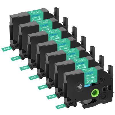7 Pack Cruxer Replacement for Product Brother TZe-715 TZe715 TZ715 TZe 0.23" 6mm White on Green Laminated Label Tape Compatible with Brother P-Touch PT-D210 PT-D220 PT-H110 PT-D400 Label Maker
