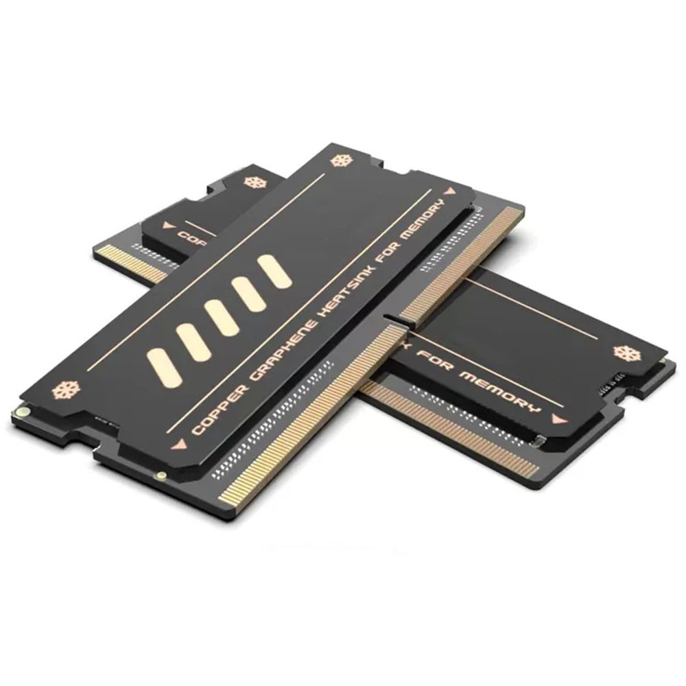 2 Piece Memory RAM Cooler for DDR4 DDR5 Laptop Memory, Pure Copper, Memory Cooling Heatsink, Stable Durable Copper Heat Sink (Black)