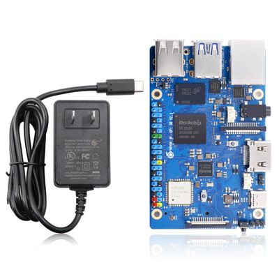 Orange Pi 3B 2GB LPDDR4/4X Rockchip RK3566 Quad-Core 64-Bit Single Board Computer with eMMC Socket, Support WiFi 5 and Bluetooth, Development Board Run Android/Ubuntu/Debian (Pi 3B 2GB+Power Supply)