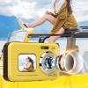 Waterproof Camera 11.5ft Underwater - 48MP Video Output 16X Digital Zoom Digital Camera, Anti Shake Waterproof Vlog Camera with 1.7in + 2.8in Dual HD Screen (Yellow) view 4