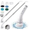 H3EXPERTS Electric Spin Scrubber 8-in-1 with MOP Clip - Adjustable Extension Arm & 8 Replaceable Brushes - Cordless Cleaning Power Shower Grout Scrubber for Kitchen, Bathroom, Tub, Tile, Floor view 1