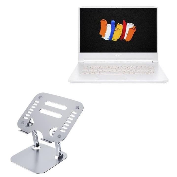 BoxWave Stand and Mount Compatible with Acer ConceptD 7 (CN715-72G) - Executive VersaView Laptop Stand, Ergonomic Adjustable Viewing Angle Metallic Riser - Metallic Silver