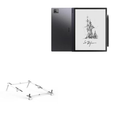 BoxWave Stand and Mount Compatible with Onyx BOOX Tab Ultra (10.3 in) - Pocket Aluminum Stand 3-in-1, Portable Multi Angle Viewing Riser - Metallic Silver