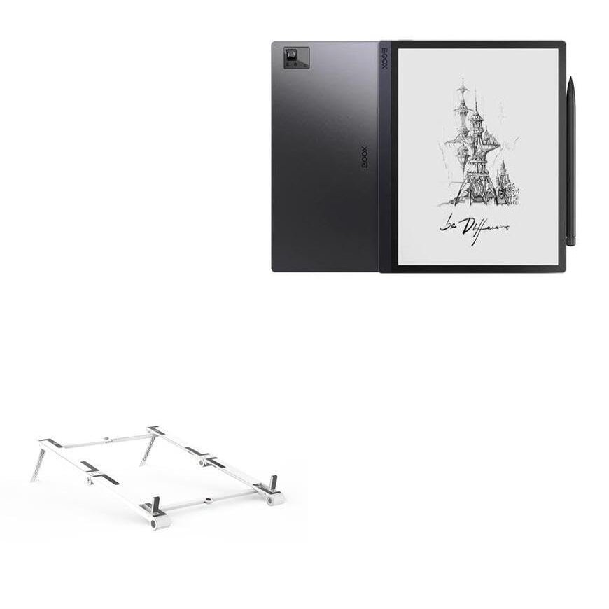 BoxWave Stand and Mount Compatible with Onyx BOOX Tab Ultra (10.3 in) - Pocket Aluminum Stand 3-in-1, Portable Multi Angle Viewing Riser - Metallic Silver