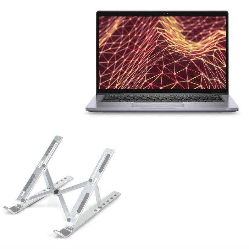 BoxWave Stand and Mount Compatible with Dell Latitude 7330 - Compact QuickSwitch Stand, Portable Multi Angle Viewing Foldable Riser - Metallic Silver