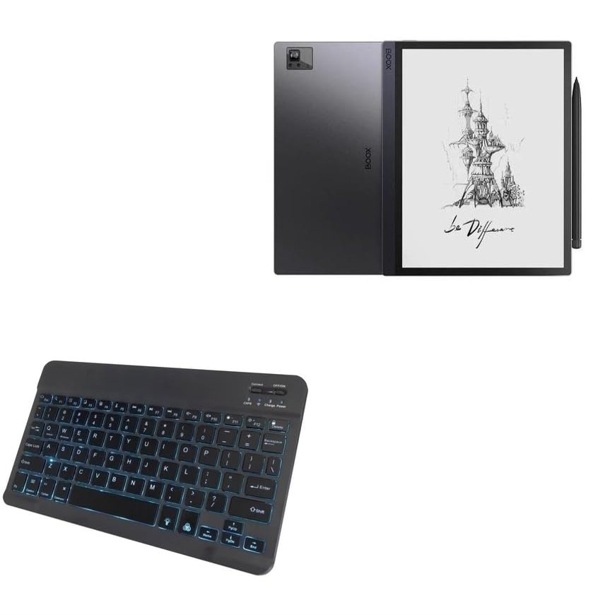 BoxWave Keyboard Compatible with Onyx BOOX Tab Ultra (10.3 in) - SlimKeys Bluetooth Keyboard - with Backlight, Portable Slim LED 7 Colors - Jet Black