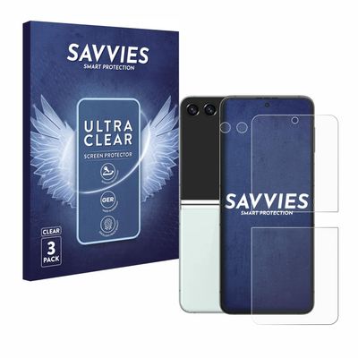 savvies Screen Protector compatible with Samsung Galaxy Z Flip 5 (Front+Camera) Protection Film Clear 6-Pack