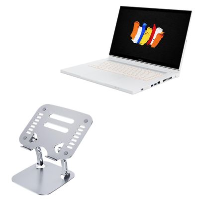 BoxWave Stand and Mount Compatible with Acer ConceptD 3 Ezel (CC315-72G) - Executive VersaView Laptop Stand, Ergonomic Adjustable Viewing Angle Metallic Riser - Metallic Silver