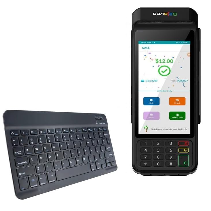 BoxWave Keyboard Compatible with Dejavoo P3 Handheld Wireless Android - SlimKeys Bluetooth Keyboard, Portable Thin with Chiclet-Style Keys - Jet Black