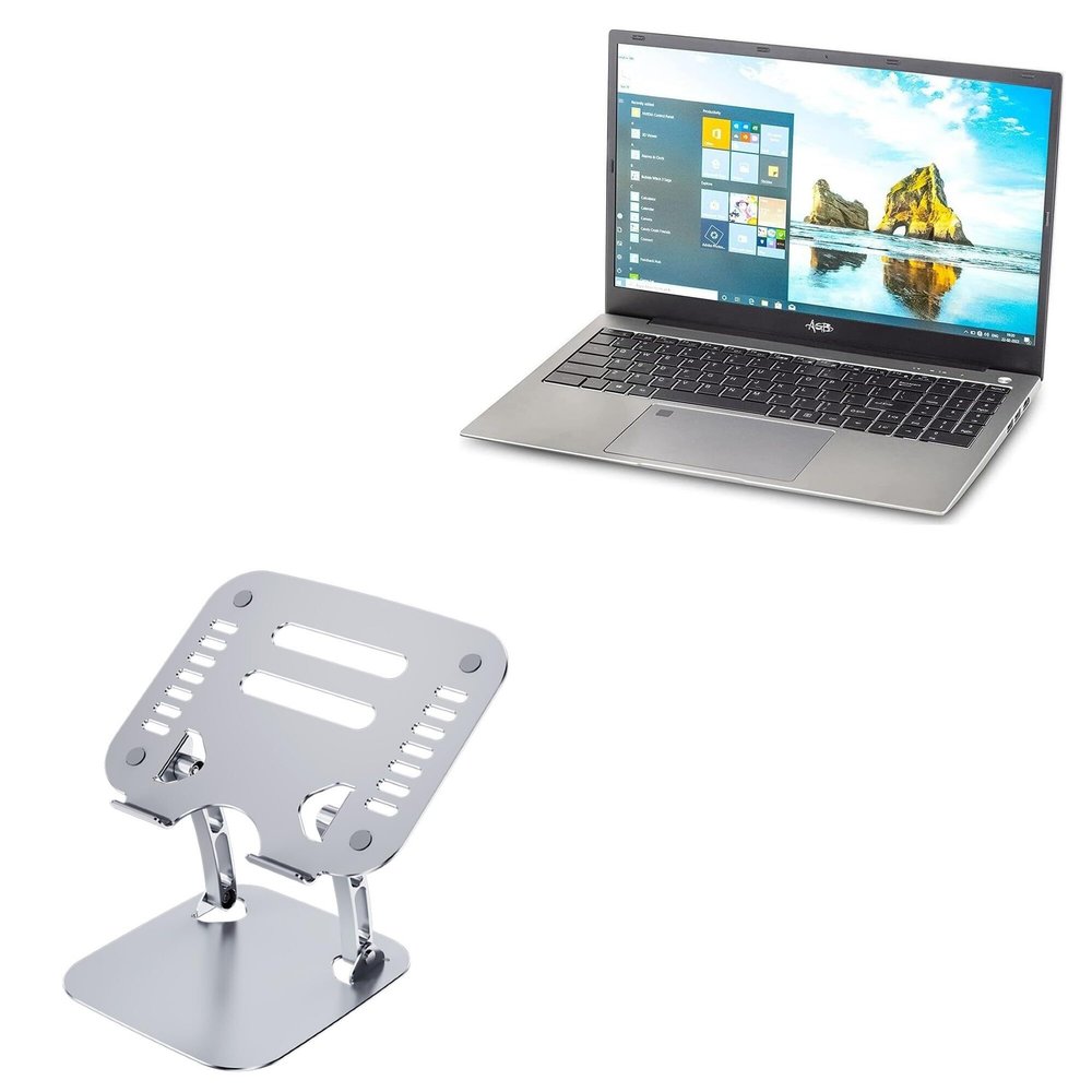 BoxWave Stand and Mount Compatible with AGB Octev VR-1919 - Executive VersaView Laptop Stand, Ergonomic Adjustable Viewing Angle Metallic Riser - Metallic Silver
