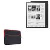 BoxWave Case Compatible with Kobo Elipsa 2E - SoftSuit with Pocket, Soft Pouch Neoprene Cover Sleeve Zipper Pocket - Jet Black with Red Trim view 1
